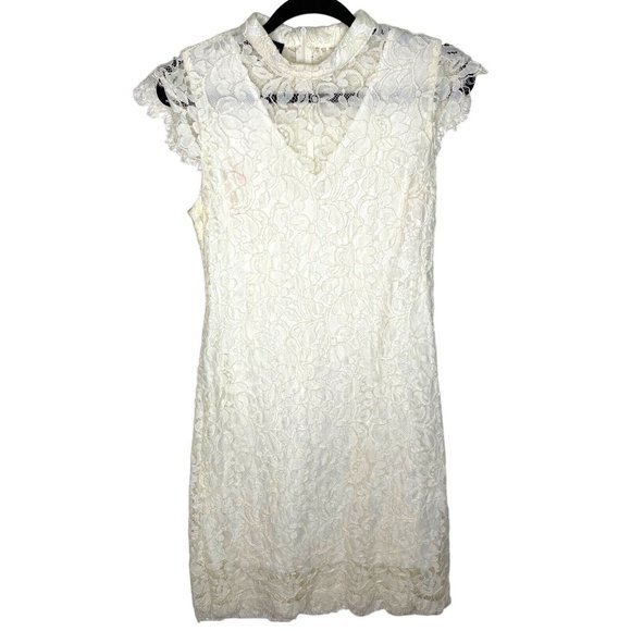 Simply Styled by Sears short sleeve lace dress with liner Bridal Medium‎ Petite - Picture 1 of 7